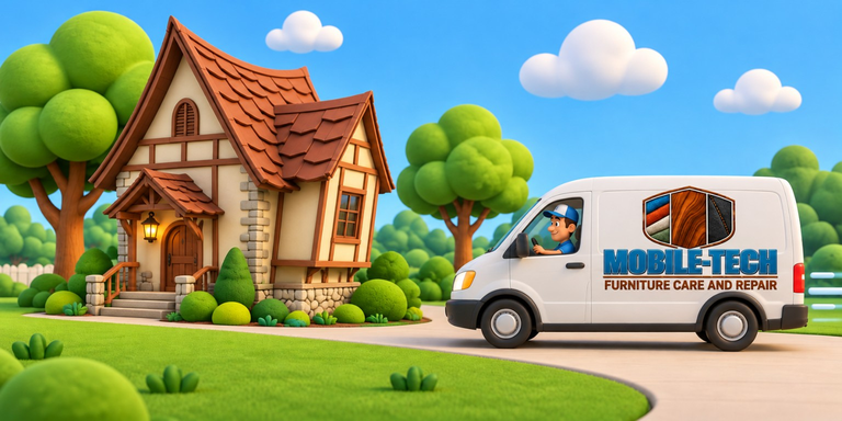 MOBILE-TECH service van approaching a house